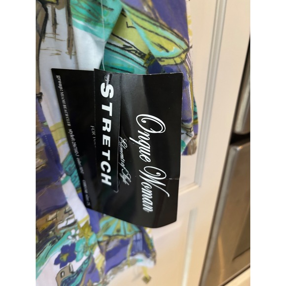 Ongque Woman Tropical Resort Scene Zipper Front Stretch‎ Top Size 2X - Picture 4 of 7